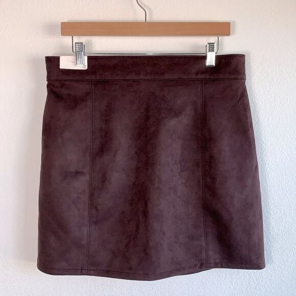 NWT Maurice’s Faux Suede Button Down High Rise Stretch Skirt Dark Purple Sz 12 - Picture 4 of 8